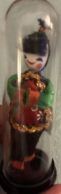 VTG MINI Japanese pipe-cleaner souvenir Doll in Glass Dome Capsule 3 1/4'' 
