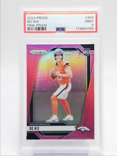 BO NIX 2024 PANINI PRIZM ROOKIE FOOTBALL PINK BRONCOS B RC PSA 9 Q1059