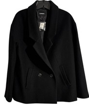 NWT Women s Express Black Wool Blend Peacoat ...