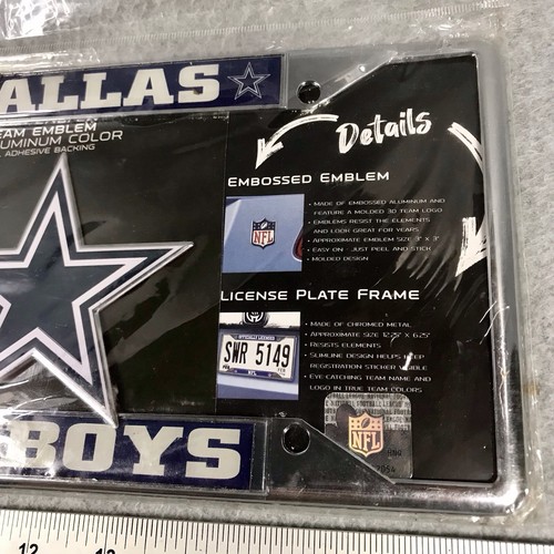 Authentic Dallas Cowboys Official NFL Chrome Metal License Plate Frame Gift Pack - Picture 3 of 8