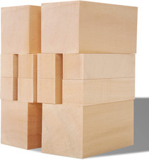 Unfinished Basswood Carving Blocks Kit, 12 Pack Rectangular Wooden Blocks