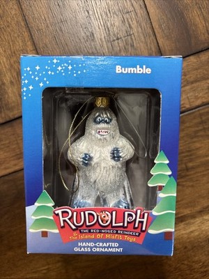 Rare, HTF Vintage Rudolf Island Of Misfits bumble Yeti Glass Blown Ornament NIB