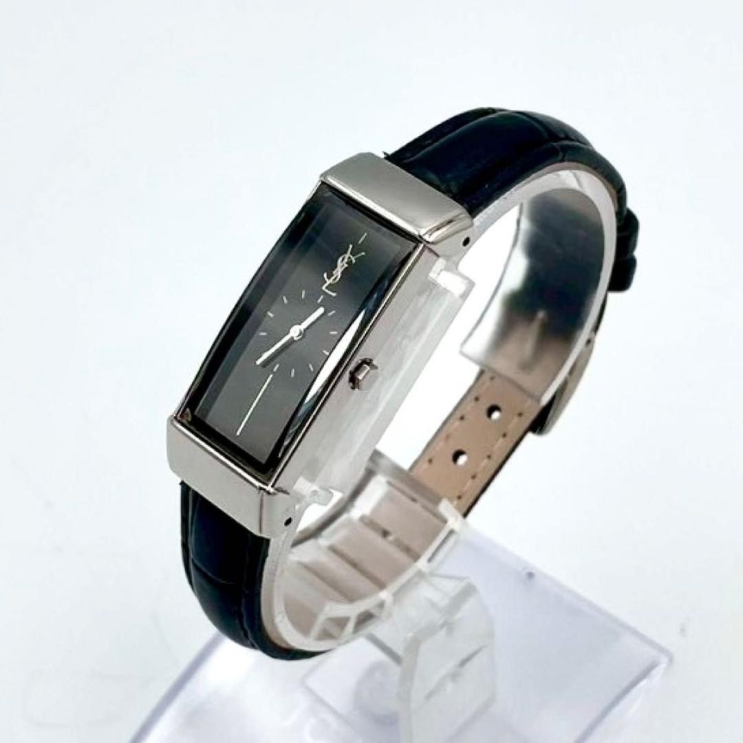 YSL Yves Saint Laurent Rectangular Wristwatch Bla… - image 3