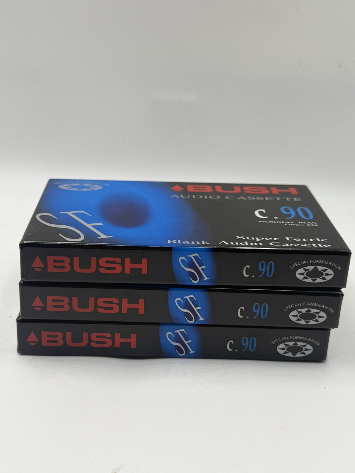 BUSH - C90 - BLANK AUDIO CASSETTE - SUPER FERRIC - NORMAL BIAS - NEW  SEALED x3