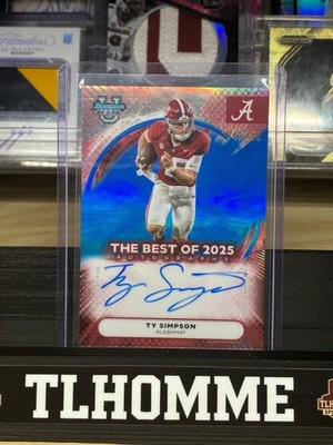 Ty Simpson 2025 bowman best university blue auto /150 (on-card)