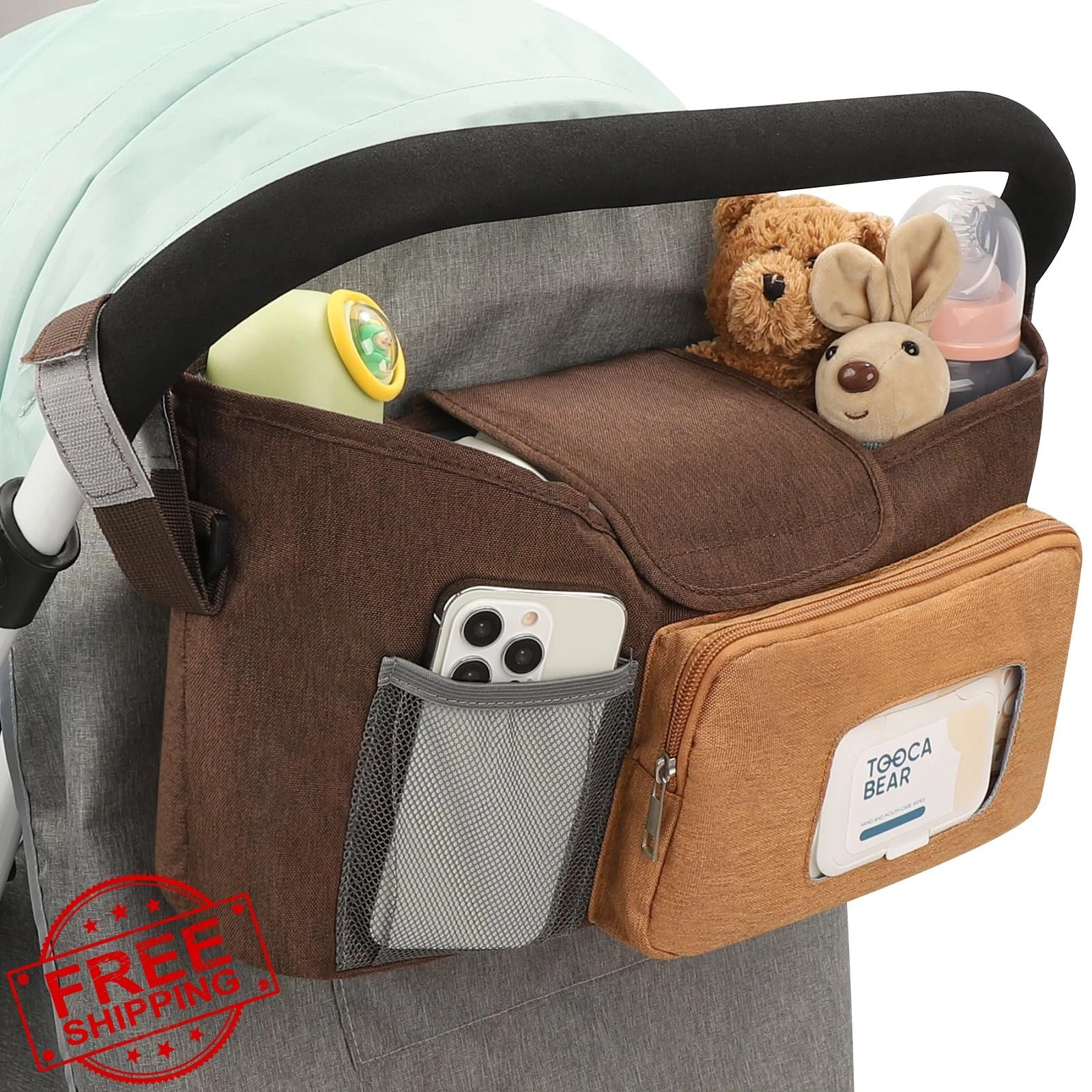 Accmor Stroller Organizer Brown Cup Holder Caddy