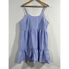 Womens Euro Summer Coastal Resort Striped Tiered Babydoll Mini Dress Size 12