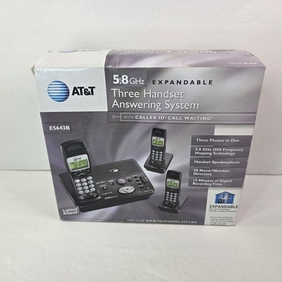 AT&T E5643B Cordless Phone System 3 Handset Answering Machine NEW Open Box