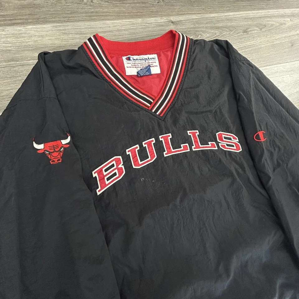 Chaqueta cortavientos vintage de los Chicago Bulls para hombre XL suéter baloncesto años 90 Jordan Foto 2 de 4
