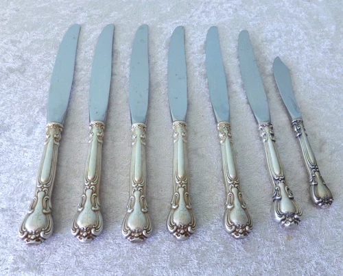 7 Gorham Chantilly sterling silver dinner lunch master butter knife 9.5" mono
