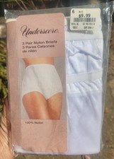 Vtg New Sealed Pkg 3 Underscore Womens Sz 6 Nylon Briefs Panties JC Penney
