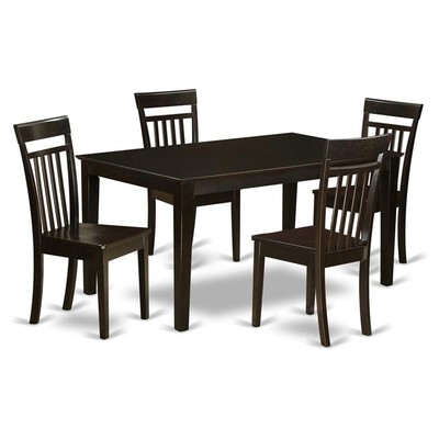 East West Furniture Capri 5-piece Wood Table and Dining Chair Set in Cappuccino
