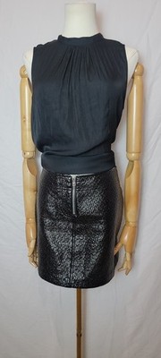 Zara Black Patent Faux Leather Mini Skirt Size S
