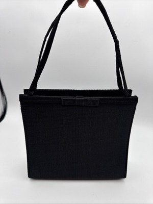 Little Black 1940's Style Pocketbook Purse with Bow Hasi Hato Snap