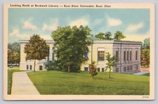 Linen Era Postcard Rockwell Library Kent State University Ohio