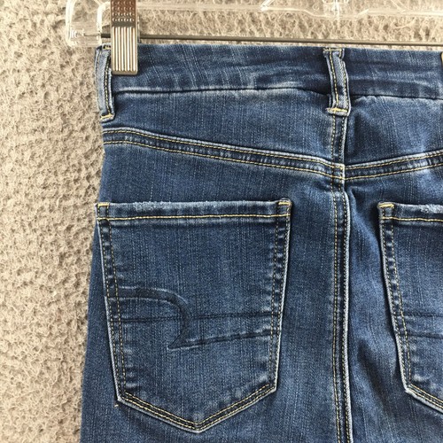 American Eagle Jegging Jeans Womens 0R (actual 25x27) Blue Denim Distressed Zip - Picture 15 of 22