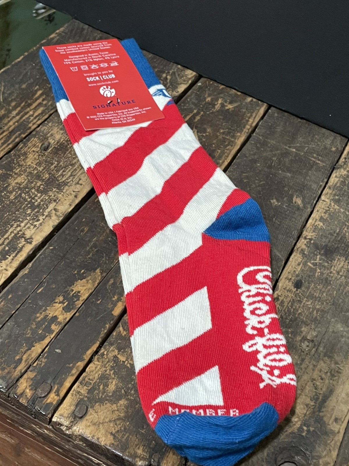 NWT Chick-Fil-A Signature Member Sock / Club Made In The USA 2022 Red White Blue