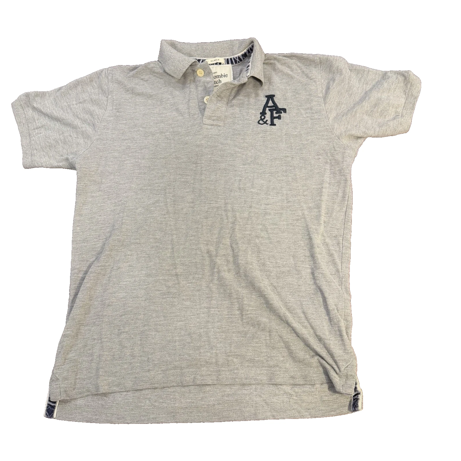 Abercrombie & Fitch Y2K Men’s Muscle Fit Polo Shirt Gray Large