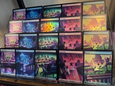 MTG TMNT Rooftop Full Art Land FOIL Playset 10 Cards (2x Each) Ninja Turtles NM