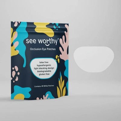 48 Pack- See Worthy (WHITE) Adhesive Eye Patches, Innovative Shape