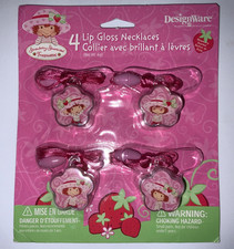 Vintage Strawberry Shortcake 4 Piece Necklace Lip Gloss Set 2003 - NEW Sealed