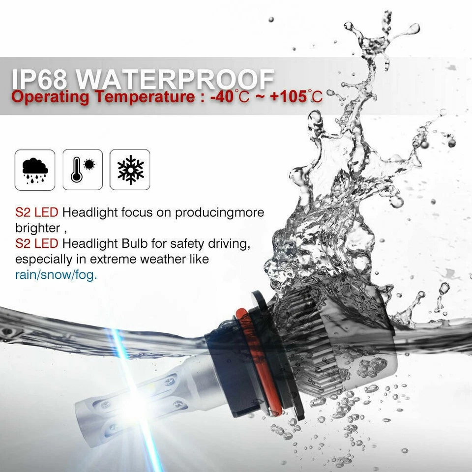 9007 Kit de bombillas de haz alto/bajo LED 6000K para Pontiac Sunfire 1995-2002 Foto 3 de 4