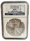 2014 American Silver Eagle $1 Dollar Coin One Troy Ounce 0.999 Fine NGC MS69