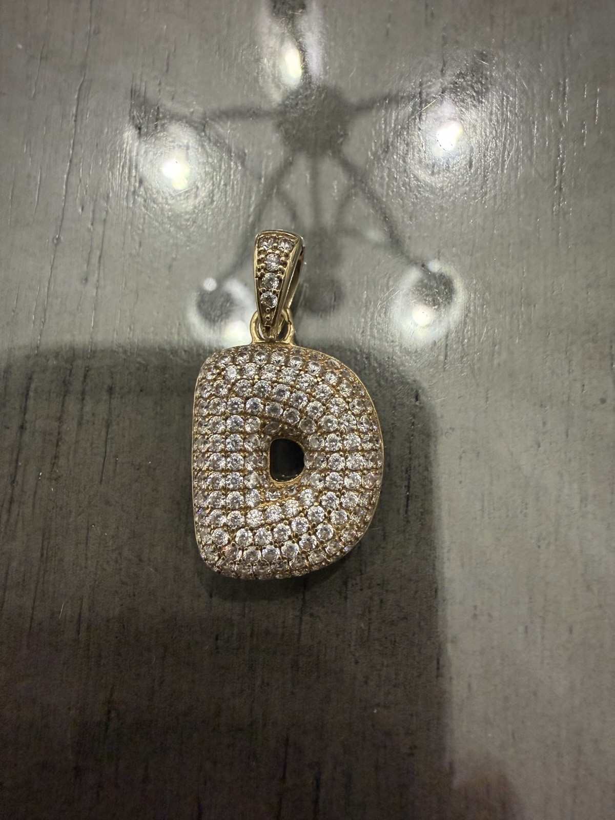 Solid 10k Yellow Gold Letter D Initial Charm Pend… - image 1