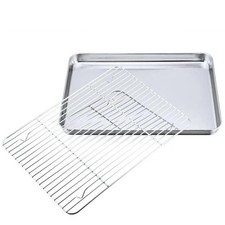 Baking Sheet with Rack Set, Stainless Steel Baking Pan Tray Cookie Sheet with Co