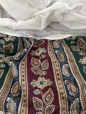 Vintage Dan Rivers Paisley Pattern Full Size Bed Skirt, MCM, Retro, Striped