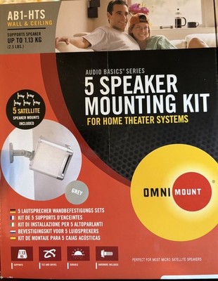 New Omni Mount AB1-HTS 5 Speaker Mounting Kit Gray Supports 2.5lbs. Wall Ceiling