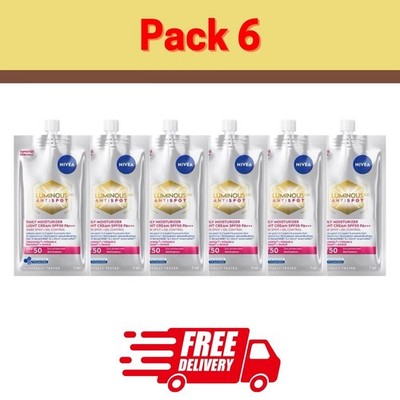 Nivea Luminous630 Anti-Spot Daily Moisturizer Light Cream SPF50 Face Skin 7ml 6x