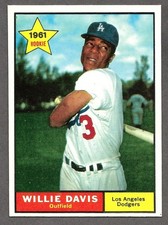 1961 Topps #506 Willie Davis RC Dodgers Rookie Card CENTERED EX-MT. rookie card picture