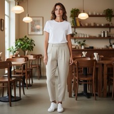 Reformation Oatmeal Ivory Linen Pleat Earl Pants Bohemian Cottagecore Sz 28