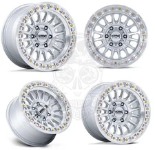 4- 17x8.5" KMC Wheels KM552 IMS 6x5.5 Gloss Silver with Machined Face -10mm