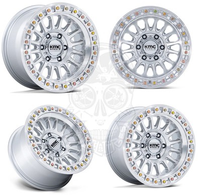 4- 17x8.5'' KMC Wheels KM552 IMS 6x135 Gloss Silver with Machined Face -10mm