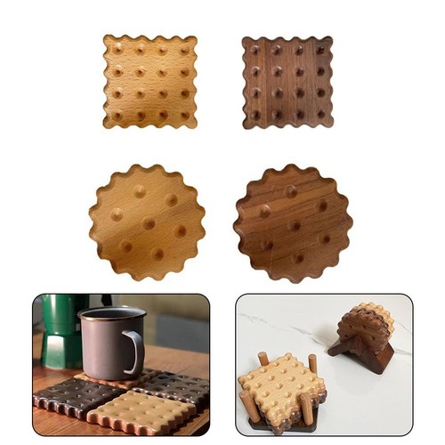 Biscuit Shaped Coasters for Home Smooth Wood Grain with a Professional Look
