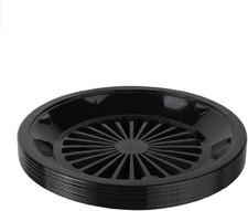 10-Inch Reusable Plastic Paper Plate Holders, Picnic Supplies 12 Set - Black 