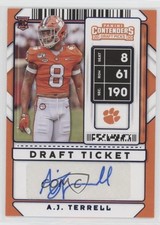 2020 Panini Contenders Draft Picks College Ticket Blue Foil AJ Terrell Auto 1x9