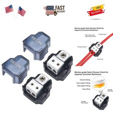 Efficient Car Audio 2-Way Power Distribution Block - Corrosion Resistant Chrome