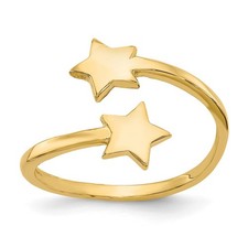 10K Yellow Gold Star Toe Ring Adjustable Womens Ring
