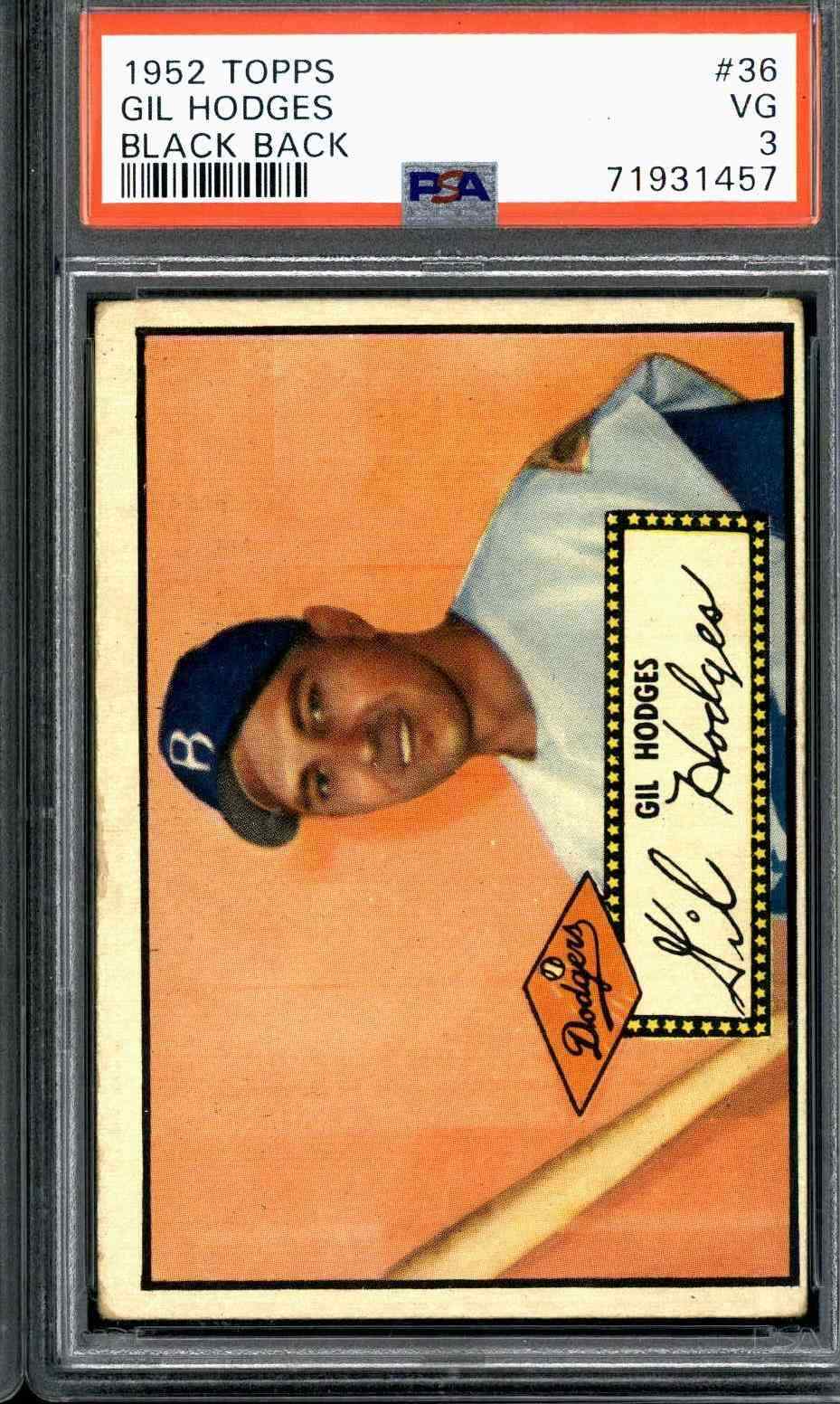 1952 Topps #36 Gil Hodges - PSA 3