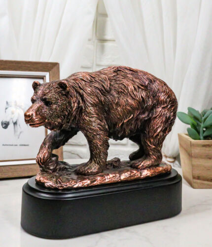 Pawing Grizzly Bear Statue 6.25"H Bronze Electroplated Resin Wildlife Figurine - Picture 1 of 9