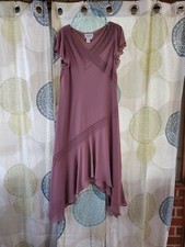 Adrianna Papell Taupe Chiffon  Beaded Dress Fully Lined 44" Long Size 14