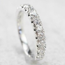 2Kt Rund Diamant Damen Voll Memoirering Jubiläum Bandring Weißgold-Finish Silber