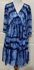 NWT Calvin Klein size 6 blue vneck 3/4 sleeve fit & flare dress $134