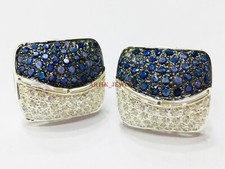 Heizbarer Blauer Saphir Edelstein Mit 925 Sterlingsilber Manschettenknopf #2664