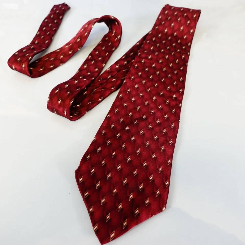 Corbata de cuello con flecha para hombre roja viva brillante traje sólido occidental rústico vino fresco AMPLIO Foto 3 de 4