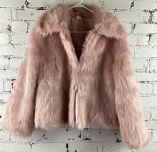 Venus Faux Fur Coat Women's Medium Pink Waist Length Short Warm Stylish