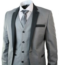 Men Gray Suits Designer Elegant Tuxedo Wedding Dinner Suits Coat Pant Vest 
